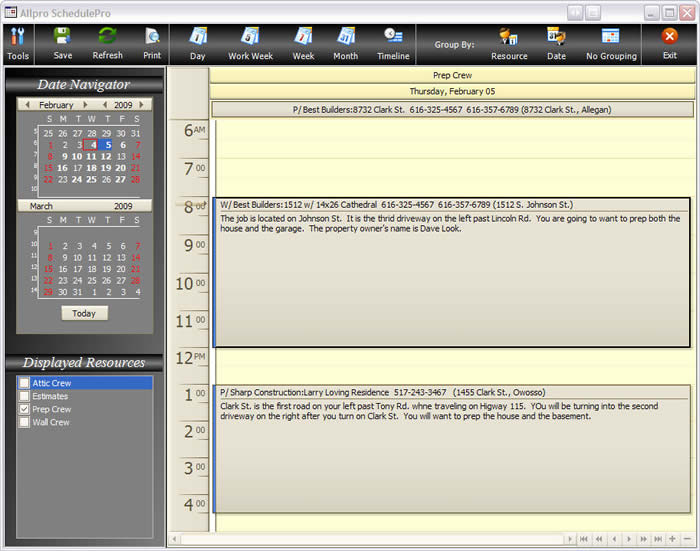 Allpro SchedulePro Day View Image