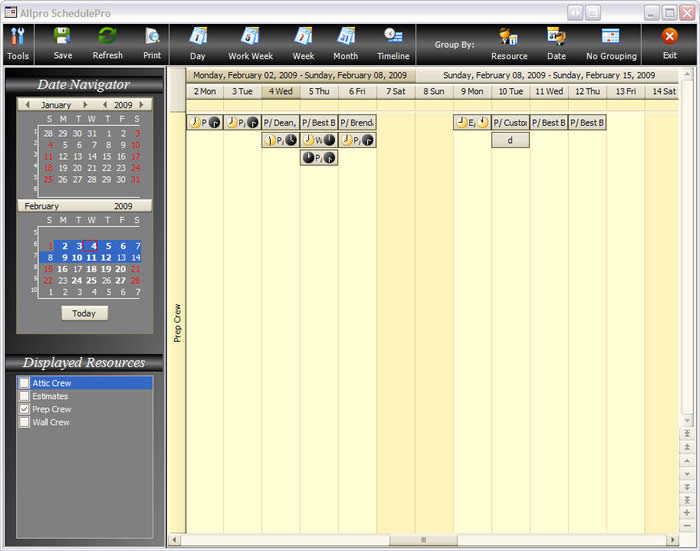 Allpro SchedulePro Timeline View Image