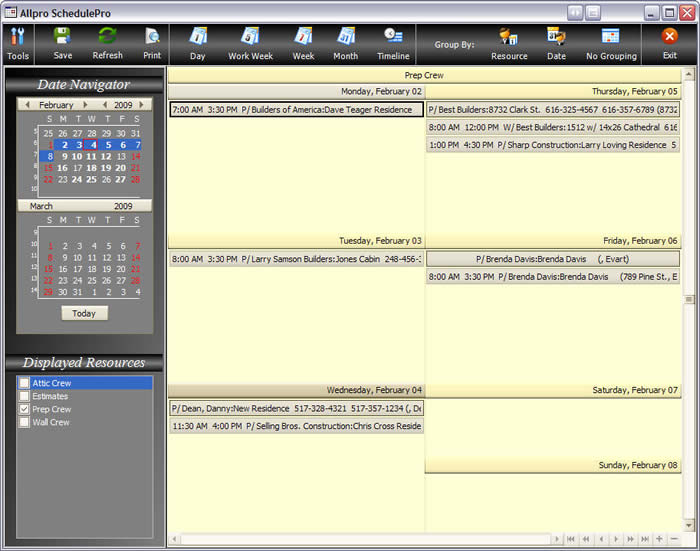 Allpro SchedulePro Week View Image